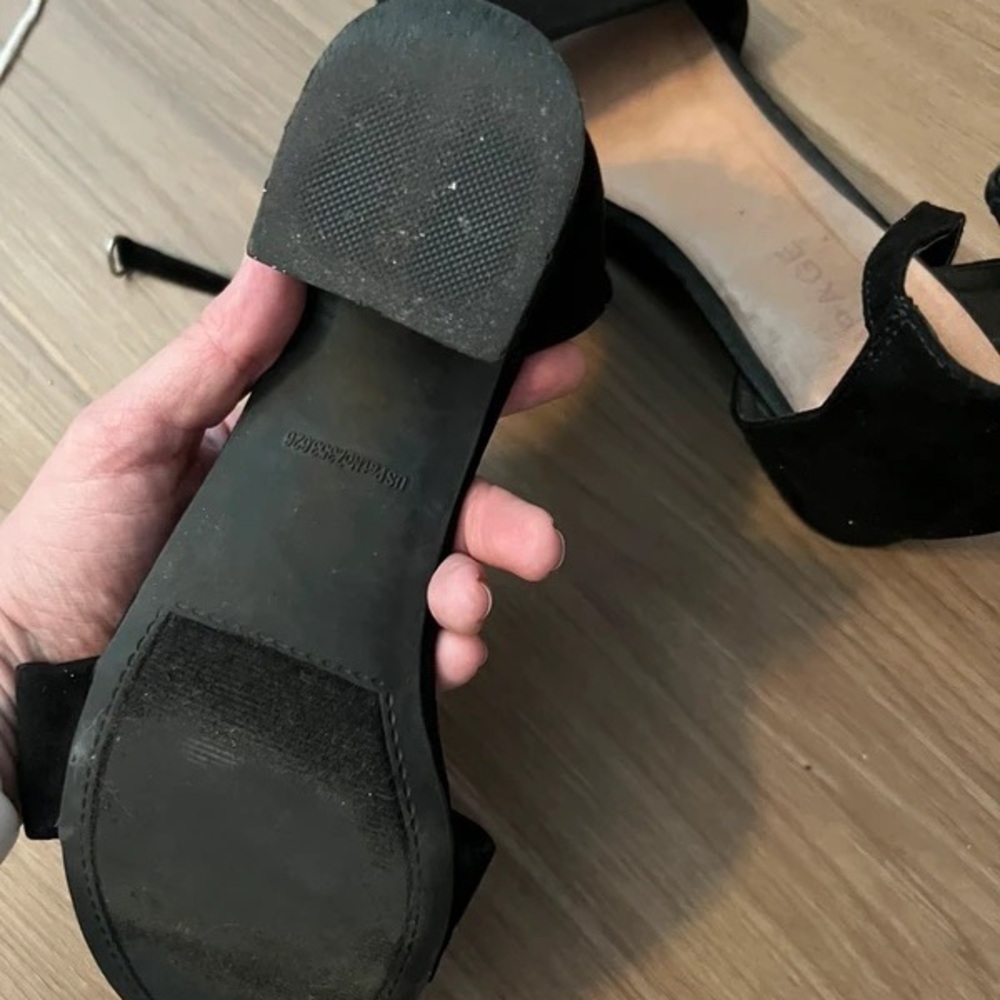 Rampage Black Suede Open-Toe Ankle-Strap Heels - Picture 4 of 5